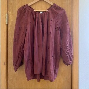 AERIE • Embroidered Peasant Top - S